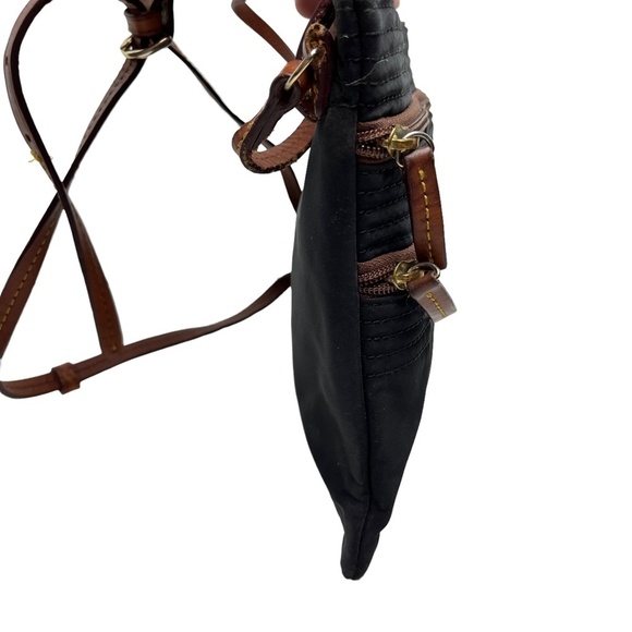 DOONEY & BOURKE Black Brown Genuine Leather Canvas CROSSBODY Purse Messenger Bag - Picture 8 of 16